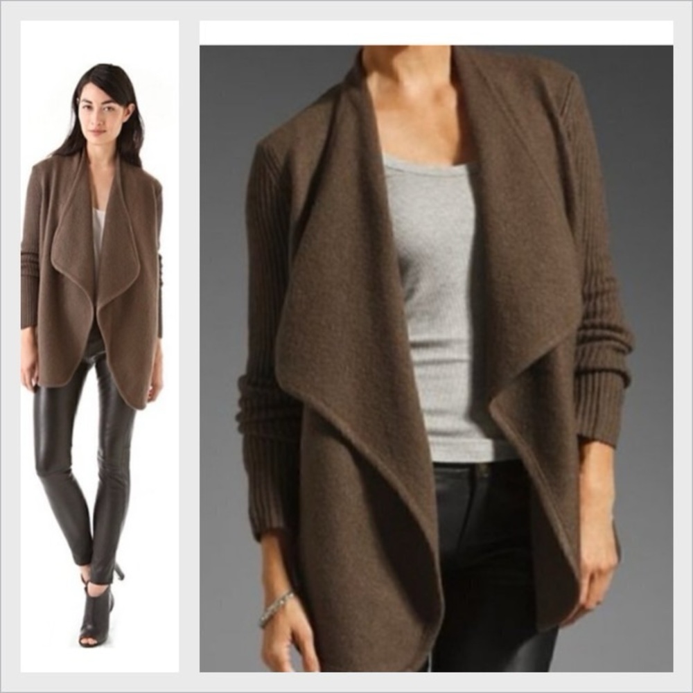 Vince Boiled Wool Open Front Thick Cardigan Sweater Jacket Size Small